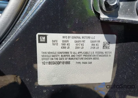 2013 Chevrolet Malibu 1Ls from USA, damaged, VIN 1G11B5SA3DF181866